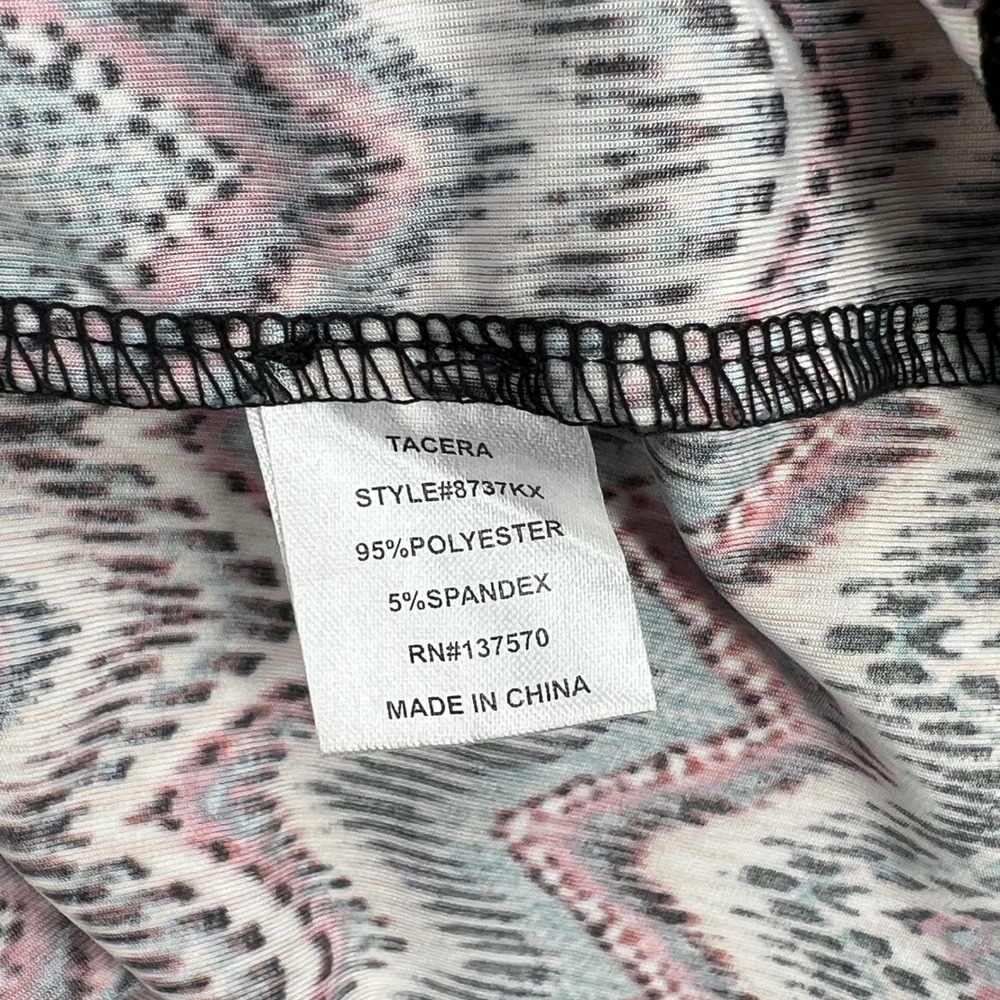 Tacera Shift Dress 2X Pink Teal Boho Chevron Zig Zag Casual Vacation Resort - Picture 4 of 8